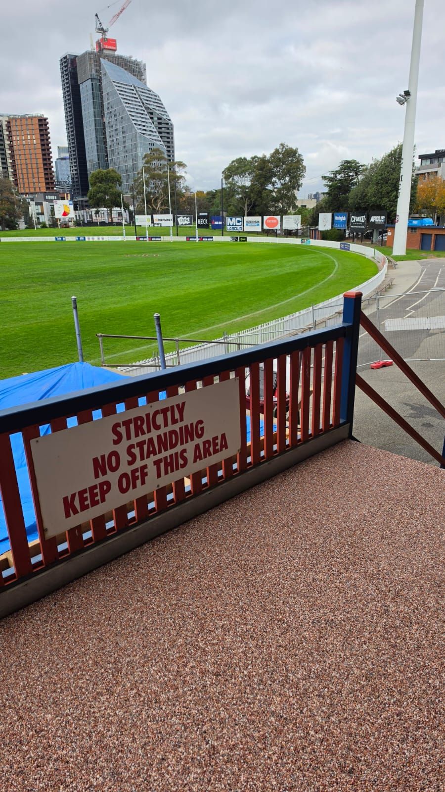 Grandstand ramp at ETU Stadium finished in Sorrento resin bound aggregate