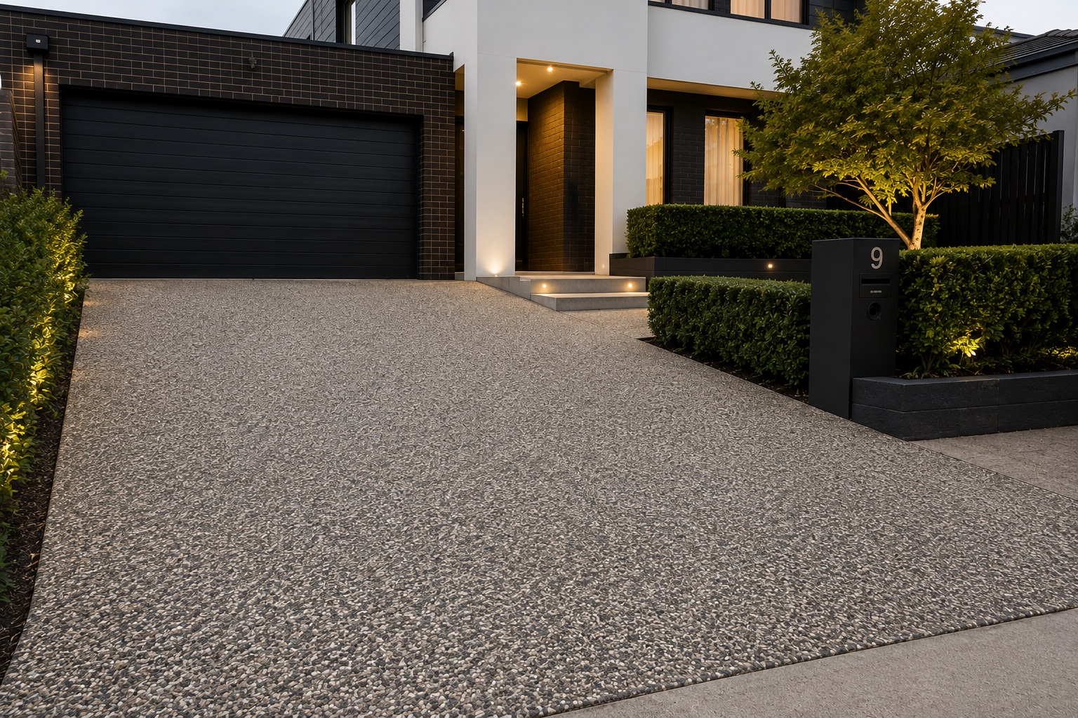 The same driveway resurfaced in resin bound aggregate